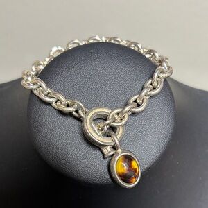 Ralph Lauren Silver Plated Toggle Bracelet with Tortoise Charm